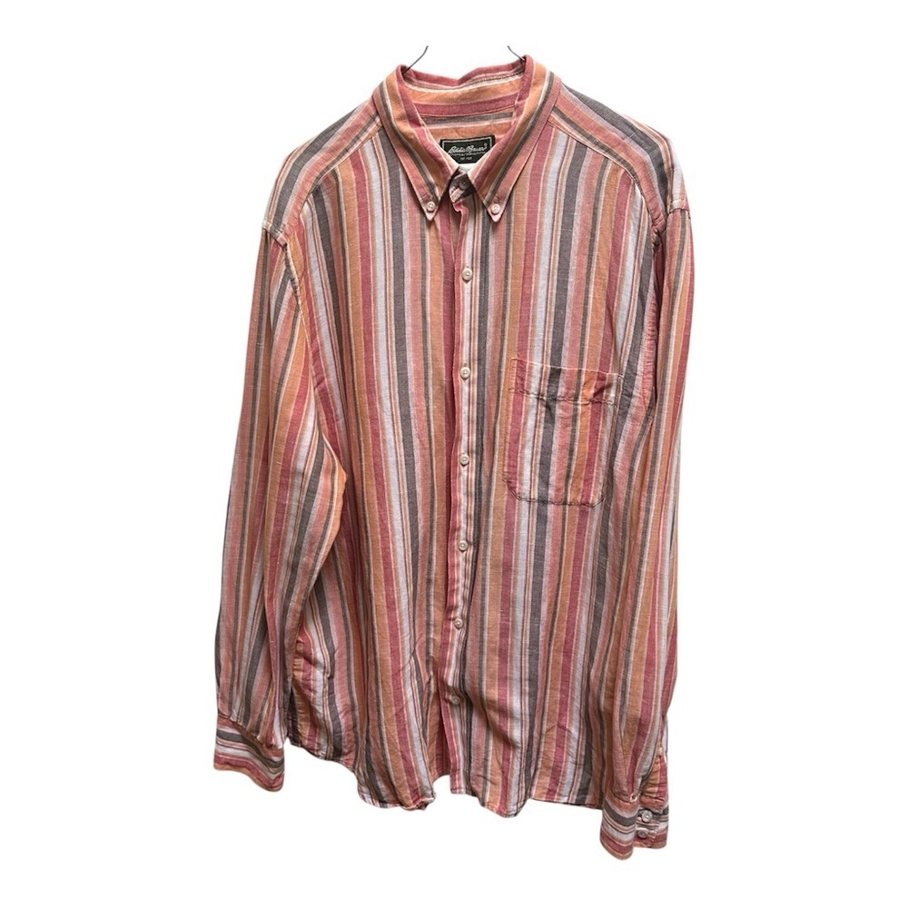 Eddie Bauer Men's Multicolor Linen and Cotton Striped Shirt